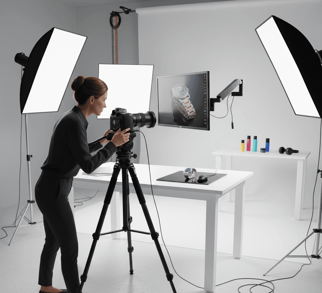 Woman Product Photographer Working in a Studio